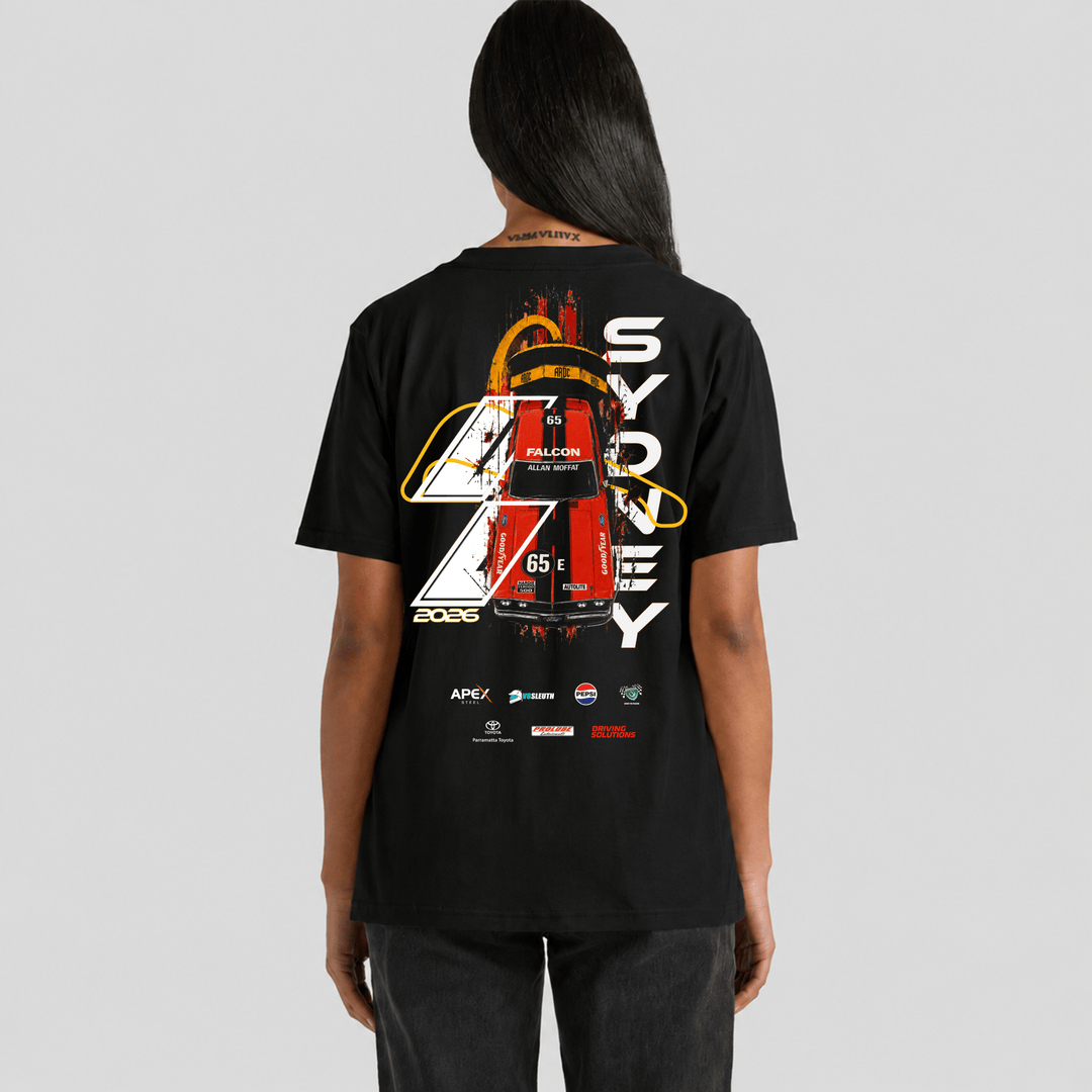 2026 Muscle Car Masters Crimson 65 Women’s T-Shirt - Sydney Motorsport Park Events and Online Shop